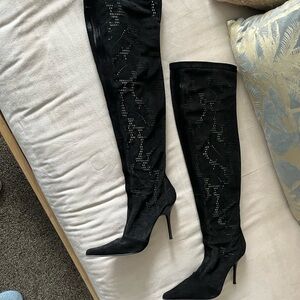 Over-the-Knee Black Stiletto Boots — Women by Cassa